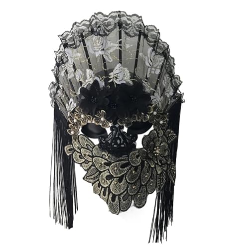 WAJJWI Venice Mystery schwarze Quaste Fan Dress Up Maske Maskerade Damen Party Maske für Kostüm von WAJJWI