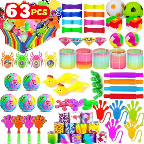 63 Stück Mitgebsel Kindergeburtstag Mitgebsel Set, Kindergeburtstag Gastgeschenke Give Aways Pinata Party Favor Kleinspielzeug für Kinder Mädchen Jungen Mitgebsel Gastgeschenke für Partybeutelfüller von WAKSOX