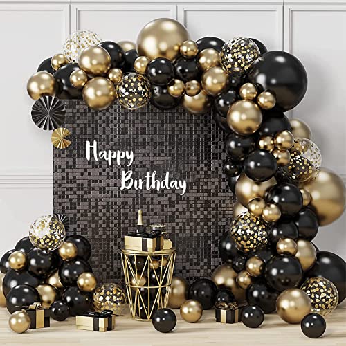 Schwarz Gold Ballons Girlande Set, 124 Stück Schwarz Gold Luftballons Garland Kit Schwarz und Gold Metallic mit Konfetti Ballon für Geburtstag Party Abschlussfeier Baby Shower Hochzeit Dekorationen Schwarz Gold Ballons Girlande Set, 124 Stück Schwarz Gold Luftballons Garland Kit Schwarz und Gold Metallic mit Konfetti Ballon für Geburtstag Party Abschlussfeier Baby Shower Hochzeit Dekorationen von WAKSOX