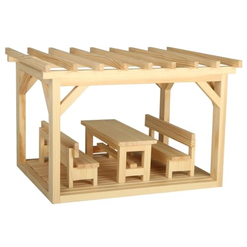 WALACHIA Nr. 63 - Pergola mit Bänken und Tisch - Bausatz aus 100% natürlichem Holz - 260 x 220 x 170 mm - 110 Stück - 8+ von WALACHIA