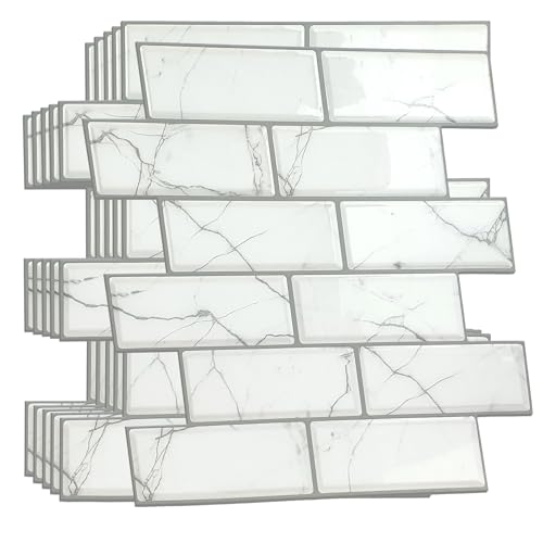 WALPLUS 12 Stück 30.5x15.4cm Weißer Marmor Eklektisch Weiß 3D-Fliesenaufkleber Abziehen und Aufkleben Backsplash Abziehbilder Startseite Dekore Aufkantung für Küche Badezimmer Kacheln Farbe auf Wand WALPLUS 12 Stück 30.5x15.4cm Weißer Marmor Eklektisch Weiß 3D-Fliesenaufkleber Abziehen und Aufkleben Backsplash Abziehbilder Startseite Dekore Aufkantung für Küche Badezimmer Kacheln Farbe auf Wand von WALPLUS