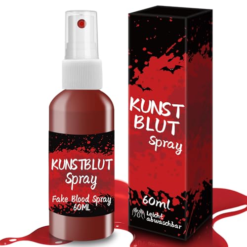 WAMIOKAGRO Kunstblut Halloween Schminke Erwachsene Kinder, 60ml Fake Blood Spray, Kunstblut für Kleidung Haut Auswaschbar, Fake Blut Halloween Make Up für Karneval Zombie Joker Monster Vampir WAMIOKAGRO Kunstblut Halloween Schminke Erwachsene Kinder, 60ml Fake Blood Spray, Kunstblut für Kleidung Haut Auswaschbar, Fake Blut Halloween Make Up für Karneval Zombie Joker Monster Vampir von WAMIOKAGRO