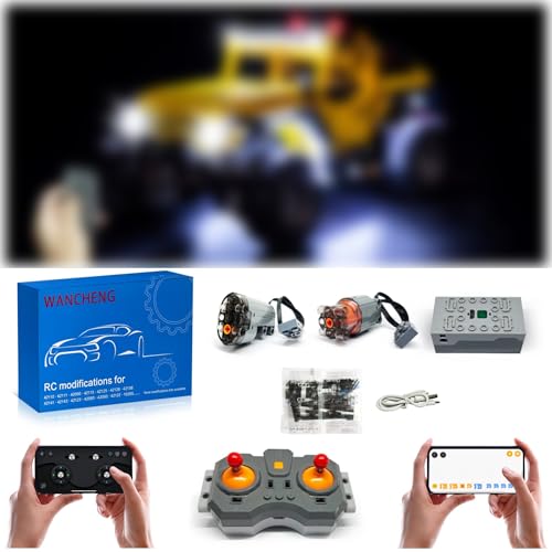 Für Lego 42122 Jeep Wrangler Upgrade Zubehör Set, mit LED Licht-Set, APP-Steuerung, Programmierbar, mit Joystick Fernbedienung und 2 Motor (Modell Nicht Enthalten) von WANCHENG