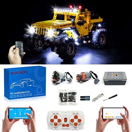 Technik Power Motoren Set für Lego 42122 Jeep Wrangler, mit LED Licht-Set, 2 Motor und Fernbedienug, 4 Modi der APP-Steuerung, mit Exquisiten Verpackungsboxen (Modell Nicht Enthalten) von WANCHENG