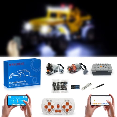 Technik Power Motoren Set für Lego 42122 Jeep Wrangler, mit LED Licht-Set, 2 Motor und Fernbedienug, 4 Modi der APP-Steuerung, mit Exquisiten Verpackungsboxen (Modell Nicht Enthalten) von WANCHENG