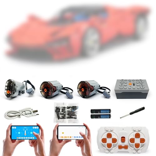 Technik Power Motoren Set für Lego 42143 Ferrari Daytona SP3, 4 Modi der APP-Steuerung, Upgrade Zubehör mit 3 Motor und Fernbedienug Set (Modell Nicht Enthalten) von WANCHENG