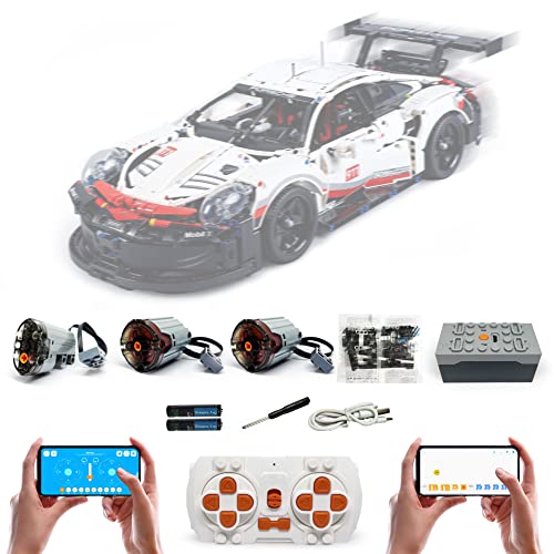 Technik motoren Set für Lego 42096 Porsche 911 RSR, 4 Modi der APP-Steuerung, mit 3 Motor und Fernbedienug Set (Modell Nicht Enthalten) (Super Motor) von WANCHENG