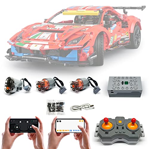 Technik motoren Set für Lego 42125 Ferrari 488 GTE Supersportwagen, APP-Steuerung, Programmierbar, mit Joystick Fernbedienung, 3 Motor (Modell Nicht Enthalten) (Super Motor) von WANCHENG