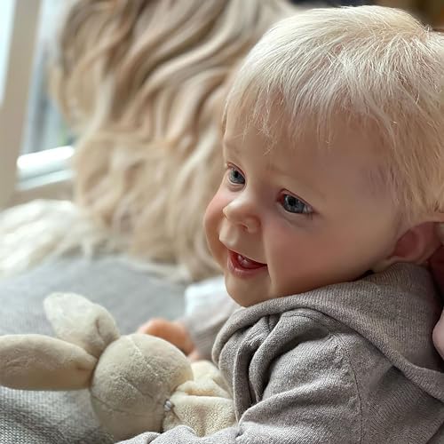 WANCHENG Reborn Puppe Lebensecht Junge 24 Zoll Niedlich Reborn Baby Neugeborene Realistisch Babypuppe Augen Offen Lebensechte Babypuppen mit Haaren von WANCHENG