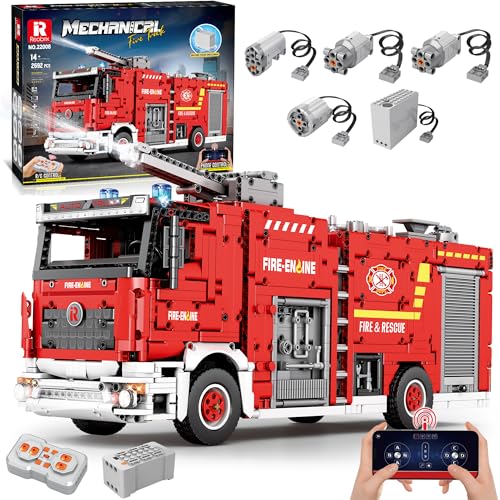 WANCHENG Technik Feuerwehrfahrzeug LKW Bausteine Modell, 2692 Teile, mit 4 Motoren, Ferngesteuertes Wasserspray Feuerwehrauto Truck Bausatz WANCHENG Technik Feuerwehrfahrzeug LKW Bausteine Modell, 2692 Teile, mit 4 Motoren, Ferngesteuertes Wasserspray Feuerwehrauto Truck Bausatz von WANCHENG