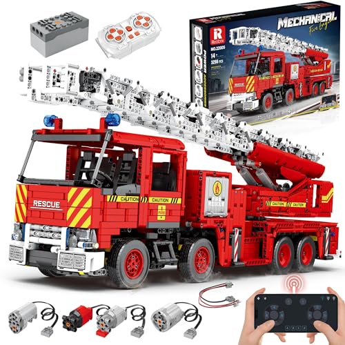 WANCHENG Technik Feuerwehrleiterfahrzeug Bausteine, 3266 Teile, 2.4G RC Fernbedienung Feuerwehrauto Modell bausatz, mit 4 Motor und LED-Licht, Sammler-Display-Dekorationen WANCHENG Technik Feuerwehrleiterfahrzeug Bausteine, 3266 Teile, 2.4G RC Fernbedienung Feuerwehrauto Modell bausatz, mit 4 Motor und LED-Licht, Sammler-Display-Dekorationen von WANCHENG