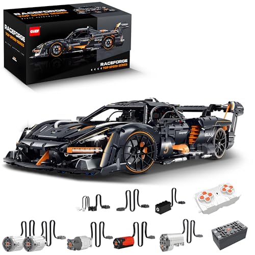 WANCHENG Technik Sportwagen Modell, 3803 Teile, 1:8 Groß Ferngesteuert Auto Bausteine Bausatz, mit Motor und LED Licht, Konstruktionsspielzeug Fahrzeuge (Dynamische Version) von WANCHENG
