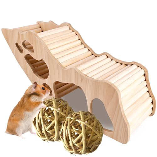 WANDGU Hamsterhaus: 1 Stück Hamster Kletterleiter, Hamster Zubehör, Hamster Haus aus Holz, Hamster Tunnel, Zwerghamster Versteck für den Käfig für Rennmäuse Ratten Meerschweinchen WANDGU Hamsterhaus: 1 Stück Hamster Kletterleiter, Hamster Zubehör, Hamster Haus aus Holz, Hamster Tunnel, Zwerghamster Versteck für den Käfig für Rennmäuse Ratten Meerschweinchen von WANDGU