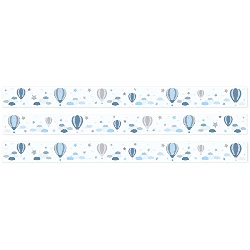 Wandkings Bordüre - Wähle ein Motiv - Heißlufballons Blau - 3x selbstklebende Wandbordüren je 150 cm - Gesamtlänge: 450 cm - Höhe: 12,5 cm Wandkings Bordüre - Wähle ein Motiv - Heißlufballons Blau - 3x selbstklebende Wandbordüren je 150 cm - Gesamtlänge: 450 cm - Höhe: 12,5 cm von WANDKINGS