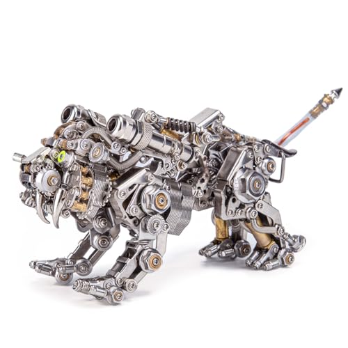 WANENGEDIY 3D Metall Puzzle Bengalischer Tiger mit LED-Leuchten, 700+ Teile DIY-Montage Steampunk 3D Mechanische Puzzle Tiere Modellbausatz mit Werkzeugen, Wohndeko Adventskalender 2025 Geschenke von WANENGEDIY
