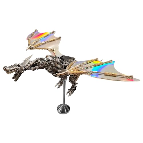 WANENGEDIY 3D Metall Puzzle Drachen mit Ständer, 600 Teile DIY-Montage Steampunk 3D Mechanische Puzzle Tiere Modellbausatz, Wohndeko Adventskalender 2025 Geschenke von WANENGEDIY