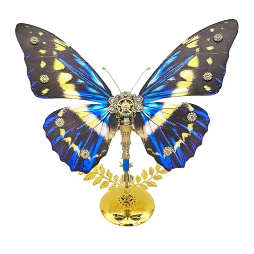 WANENGEDIY 3D Metall Puzzle Morpho Helena Schmetterling, 150+ Teile DIY-Montage Steampunk 3D Mechanische Puzzle Schmetterling Modellbausatz mit Werkzeugen, Adventskalender 2025 Geschenke von WANENGEDIY