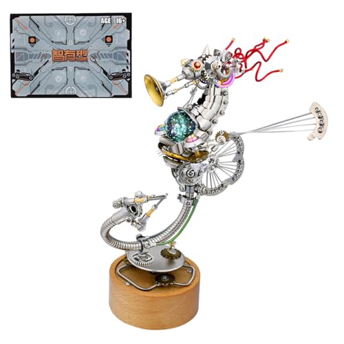 WANENGEDIY 3D Metall Puzzle Seepferdchen-Spieluhr, 1000+ Teile DIY-Montage Steampunk 3D Mechanische Puzzle Tiere mit Werkzeugen, Adventskalender 2025 Geschenke für Männer Frauen von WANENGEDIY