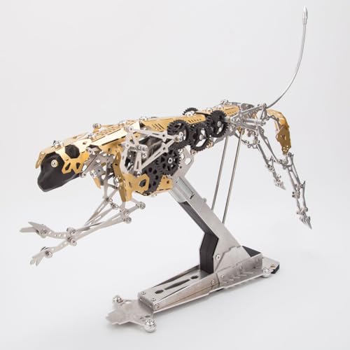 WANENGEDIY 3D Metall Puzzle Tiere, 398+ Teile DIY-Montage Steampunk 3D Mechanische Puzzle Brennender Leopard Modellbausatz mit 5-Gang-Verstellung, Adventskalender 2025 Geschenke für Herren von WANENGEDIY