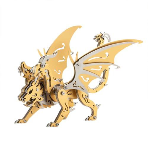 WANENGEDIY 3D Metallpuzzle Chimera Modellbausatz – Mechanisches DIY-Kit aus Edelstahl, Schwarz-Orange – Komplexer Zusammenbau, Sammlerstück & Geschenk für Erwachsene von WANENGEDIY