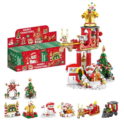 WANENGEDIY Adventskalender 2025, 8 in 1 Weihnachtsmann Schlittenhaus Inhalt Weihnachtsbaum und Weihnachtszug und so weiter, Klemmbausteine Weihnachten Party Geschenke für Jungen Mädchen Geschenk von WANENGEDIY
