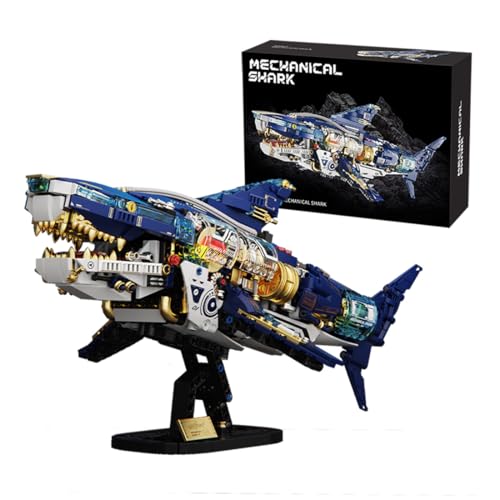 WANENGEDIY Deep Sea Mechanical Shark Bausteine Set, Einzigartiges Ozeanräuber Modell, Perfekt als Ostergeschenk oder Dekoration, 1277 Teile von WANENGEDIY