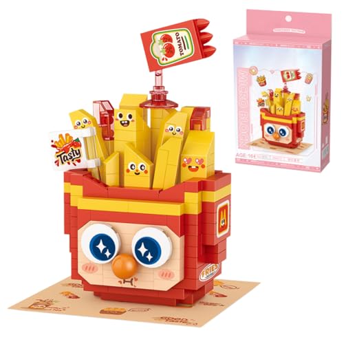 WANENGEDIY Fröhliche Pommes-Bausteine-Set – Kreatives Food-Serie-Konstruktionskit für Erwachsene, stilvolle Heim- & Schreibtischdekoration, 250+ Teile von WANENGEDIY