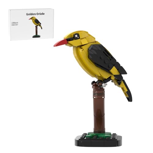 WANENGEDIY Goldene Pirol Bausteine Set, MOC-213411 – Kreativer Vogelmodell Bausatz für Erwachsene, Detaillierte DIY Konstruktion, Ostergeschenk oder Dekoration, 189 Teile von WANENGEDIY