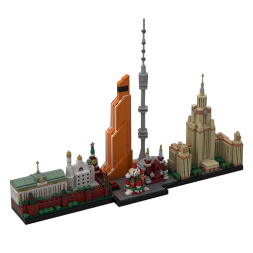 WANENGEDIY Moskau Skyline Bausteine Set, 1229 Teile 1:2000 Maßstab Stadtbild Modell mit Red Square, Geschenk für Sammler und Baustein-Fans von WANENGEDIY