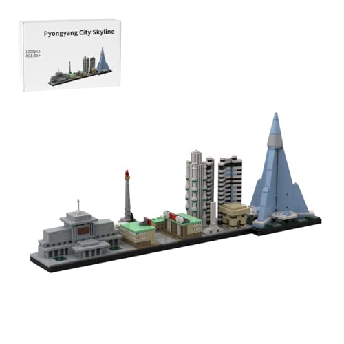 WANENGEDIY Pyongyang Skyline Bausteine Set, 1000 Teile 1:2000 Maßstab Stadtbild Modell mit Ryugyong Hotel, Geschenk für Sammler und Baustein-Fans von WANENGEDIY