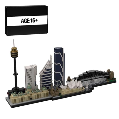 WANENGEDIY Sydney Skyline Bausteine Set, 1002 Teile 1:2000 Maßstab Stadtbild Modell mit Sydney Opera House, Geschenk für Sammler und Baustein-Fans von WANENGEDIY