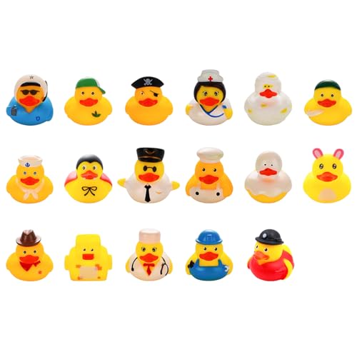 17 Stück Gummi-Bade-Enten-Spielzeug, Bunte Gummi-Enten für Jeep Ducking Float Bath, niedliche Bade-Enten-Spielzeug für Babyparty, Geburtstagsparty-Zubehör 17 Stück Gummi-Bade-Enten-Spielzeug, Bunte Gummi-Enten für Jeep Ducking Float Bath, niedliche Bade-Enten-Spielzeug für Babyparty, Geburtstagsparty-Zubehör von WANGCL