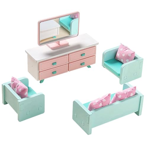WANGCL 10pcs Mini Möbel Zubehör Wohnzimmer mit Sofa Möbel Komplett Set Aus Holz für Wohnzimmer Tisch TV und 3 Sessel WANGCL 10pcs Mini Möbel Zubehör Wohnzimmer mit Sofa Möbel Komplett Set Aus Holz für Wohnzimmer Tisch TV und 3 Sessel von WANGCL