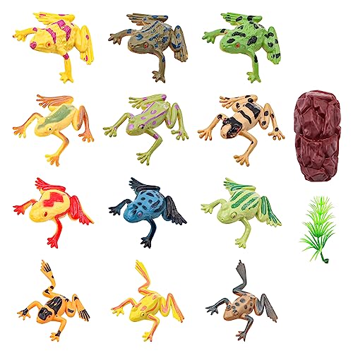 WANGCL 12 Stück Kunststoff Frösche Spielzeug Mini Realistische Frosch Figuren Bunt Schwimmende Frosch Figuren Basteln Dekoration für Teich Vivarium etc von WANGCL