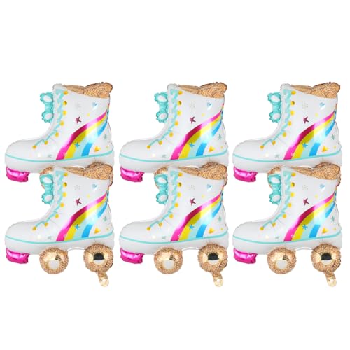 WANGCL 6 Regenbogen-Luftballons für Rollschuhe für Partys der 80er und 90er Jahre, Dekoration für Hip Hop, Geburtstag, Hochzeit, Partyzubehör WANGCL 6 Regenbogen-Luftballons für Rollschuhe für Partys der 80er und 90er Jahre, Dekoration für Hip Hop, Geburtstag, Hochzeit, Partyzubehör von WANGCL