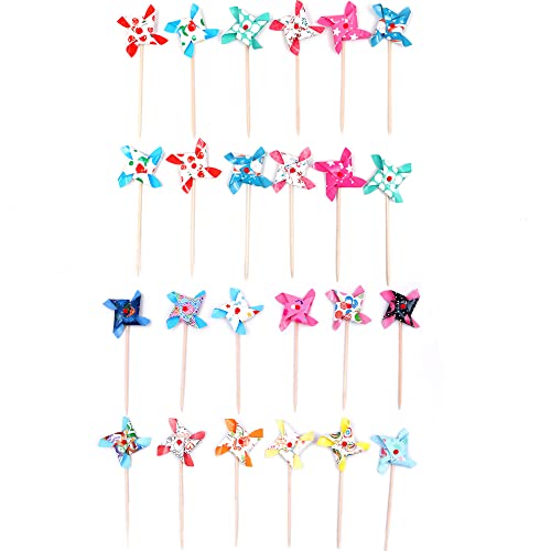 WANGCL 24 Stück Mini-Windmühlen-Cupcake-Picks, Kuchendekoration, Hochzeit, Dusche, Party, Kuchen, Backen, Dekorationen (zufällige Farben) WANGCL 24 Stück Mini-Windmühlen-Cupcake-Picks, Kuchendekoration, Hochzeit, Dusche, Party, Kuchen, Backen, Dekorationen (zufällige Farben) von WANGCL