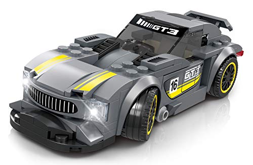 WANGE Super Champions Rennwagen Sportwagen für die Konkurrenz Konstruktionsspiel mit Blöcken grau/gelb von WANGE