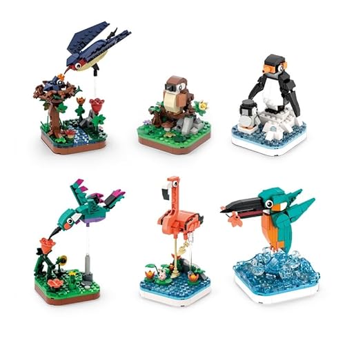 WANGE Tierische Reproduktion zum Bauen mit Bauklötzen. Set mit 6 Vögeln: Schwalbe, Spatz, Kolibri, Flamingo, Pinguin und Eisvogel. WANGE Tierische Reproduktion zum Bauen mit Bauklötzen. Set mit 6 Vögeln: Schwalbe, Spatz, Kolibri, Flamingo, Pinguin und Eisvogel. von WANGE