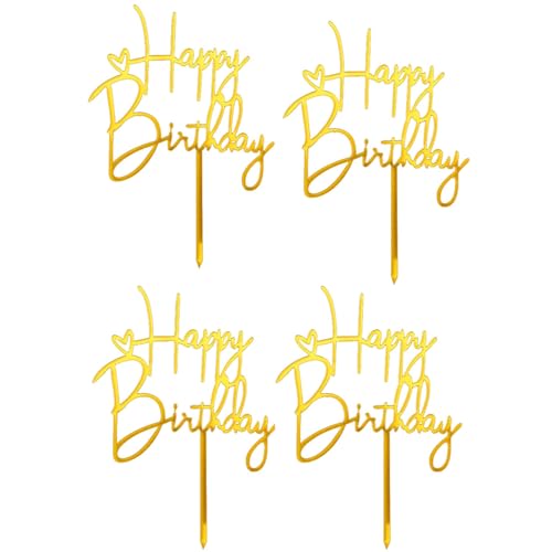 4 Stück Happy Birthday Tortendeko, Goldfarbener Spiegel Acryl Kuchenschild, wiederverwendbare Dekoration, für Cake Topper für Torte, Party, Feier, elegantes Kuchendeko Accessoire 4 Stück Happy Birthday Tortendeko, Goldfarbener Spiegel Acryl Kuchenschild, wiederverwendbare Dekoration, für Cake Topper für Torte, Party, Feier, elegantes Kuchendeko Accessoire von WANGENPING