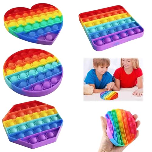 4 Stücke Pop it Set, Silikon Antistress Spielzeug Toys, Rainbow Poppit, Anti Stress Pop up, Antistress Spielzeug Regenbogen 4 Stücke Pop it Set, Silikon Antistress Spielzeug Toys, Rainbow Poppit, Anti Stress Pop up, Antistress Spielzeug Regenbogen von WANGENPING