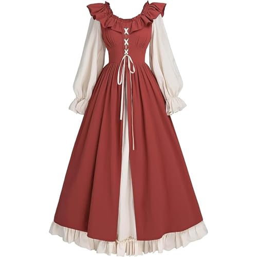 WANGTIANXUE Mittelalter Kleidung Damen, Mittelalter Kostüm Damen, Steampunk Damen, Mittelalterliches Kleid mit doppeltem Saum und Stehkragen für Damen, großer antiker langer Rock, langärmliges Kleid WANGTIANXUE Mittelalter Kleidung Damen, Mittelalter Kostüm Damen, Steampunk Damen, Mittelalterliches Kleid mit doppeltem Saum und Stehkragen für Damen, großer antiker langer Rock, langärmliges Kleid von WANGTIANXUE