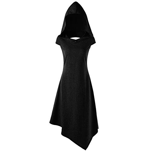 WANGTIANXUE Karneval Kostüm Damen, Faschingskostüme Damen, Mittelalter Kleidung Damen, Halloween Kostüm Damen, Damen Sommer-Freizeitkleid mit Kapuze, ausgeschnittenes Midi-Kleid Gutschein Angebote von WANGTIANXUE