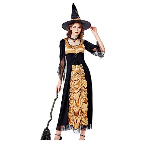 WANGTIANXUE Karneval Kostüm Damen, Faschingskostüme Damen, Mittelalter Kleidung Damen, Halloween Kostüm Damen, Mode Frauen Halloween Cosplay Prinzessin Kleid Vintage Stil Hexe Kleid von WANGTIANXUE