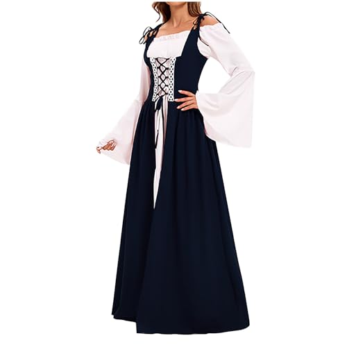 WANGTIANXUE Mittelalter Kleid Damen Renaissance Retro Partykleid Kleidung Mittelalter Kostüme Damen Gothic Kleider Vintage Maxikleid Für Halloween Fasching Karneval Kostüm 14 von WANGTIANXUE