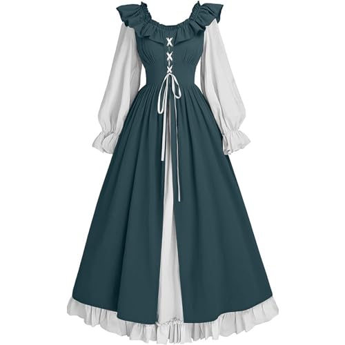 WANGTIANXUE Mittelalter Kleidung Damen, Mittelalter Kostüm Damen, Steampunk Damen, Mittelalterliches Kleid mit doppeltem Saum und Stehkragen für Damen, großer antiker langer Rock, langärmliges Kleid WANGTIANXUE Mittelalter Kleidung Damen, Mittelalter Kostüm Damen, Steampunk Damen, Mittelalterliches Kleid mit doppeltem Saum und Stehkragen für Damen, großer antiker langer Rock, langärmliges Kleid von WANGTIANXUE