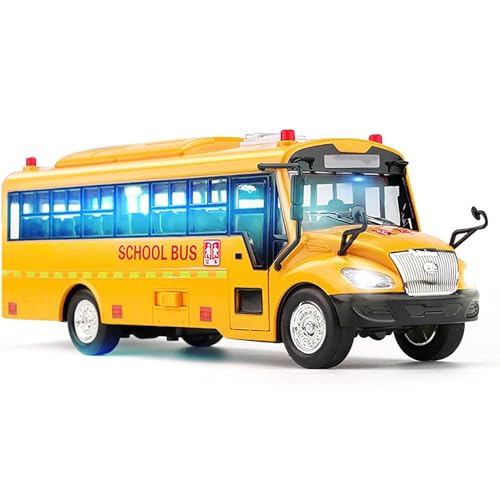 WANGXLGD Großes Sound- und Lichtmusik-Schulbus-Auto-Modell (29 x 9 x 10 cm) von WANGXLGD