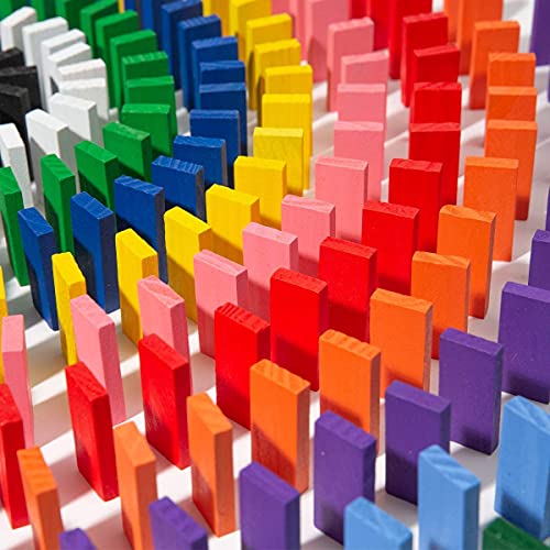 WANGZAIZAI 120 Stück Holz Domino Block Set Kinder früh pädagogisches Bauspaß Domino-Rennspiel-Spielzeug Geburtstag Geschenk für Kinder Jungen Mädchen von WANGZAIZAI