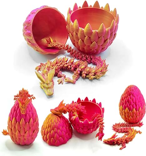 WANSHI Easter Egg, Dragon Egg, Dragon Eggs with Dragon Inside, 12In Dragon Toy, 3D Printed Dragon Egg Fidget Toys, Dragon Easter Eggs Easter Basket Stuffers (Laser Red) von WANSHI