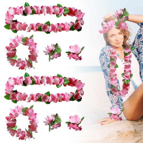 8 Stück Blumenkette Haarschmuck,Hawaii Kette Blumen Geburtstagsdeko,Hawaii Outfit Damen,Malle Accessoires,Gartenparty Deko,Haw Kleid,Blumenkette Fahrrad,Beach Party Deko Sommerparty,füf Hawai Sommer von WANTUSHUI