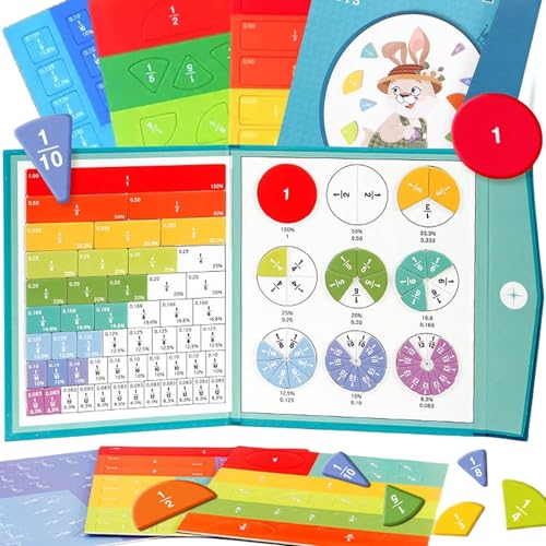 Magnetic Fraction Demonstration Book, Magnetic Fraction Tiles, Fraction Circles Set, Magnetic Score Demonstration Book, Educational Puzzles Math for Kids, Math Manipulatives for Elementary School von WANWEN
